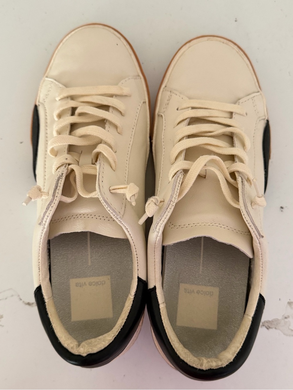 Women’s Casual Cream Lace-Up Sneakers